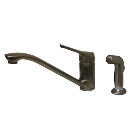 Whitehaus Metrohaus Sgl Lever Faucet W/ Matching Side Spray, Nckl - Pvd WH76574-BN